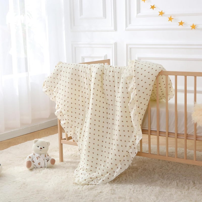 CLoucl 100% Cotton Muslin Crib Comforter/Quilt,Ultra Soft Cozy Reversible Baby Blanket,All Season Toddler Blankets for Boys and Girls, Machine Washable,41"x48" - Image 4